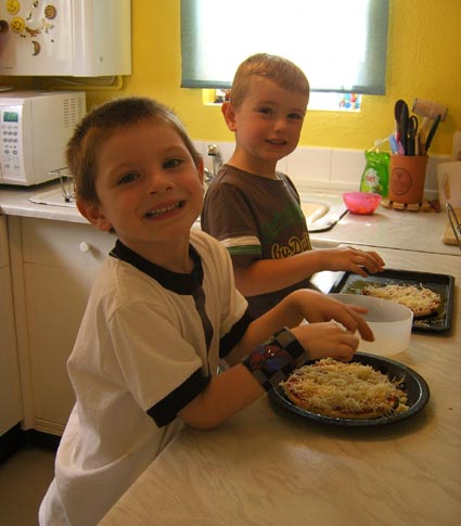 [Making pizzas with his friend Lewis]